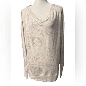 Athleta pullover sweatshirt with paisley design in cream Women’s size Medium